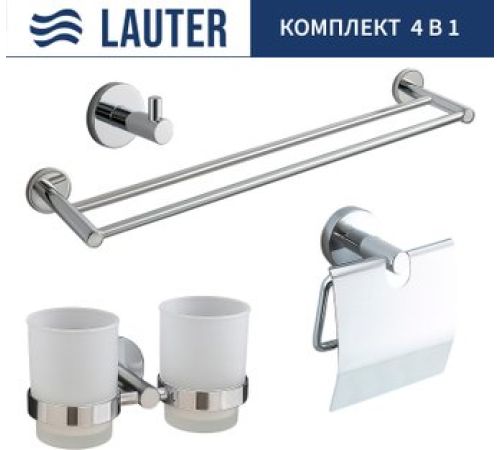 Набор аксессуаров для ванной Lauter 21SH72081 + 21SH72091 + 21SH72101 + 21SH70021 Chrome, 4 предмета
