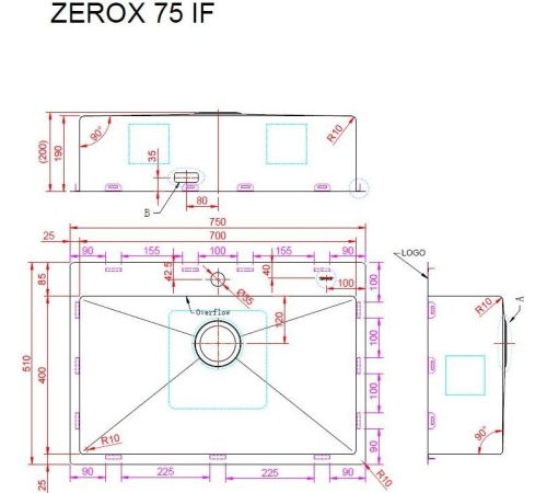 Кухонная мойка ZorG Zerox 75 IF Steel