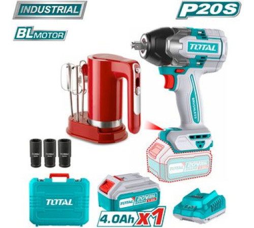Total TOSLI240313 гайковерт, миксер, 1 АКБ, кейс