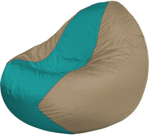 Кресло-мешок Flagman Classic К2.1-138 бежевый темный/бирюзовый