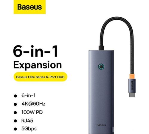 Док-станция Baseus Flite Series 6-Port Hub Docking Station B00052807813-00