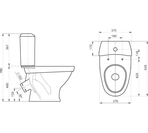 Унитаз Santeri Вест Стандарт 1.P201.8.S00.00B.F