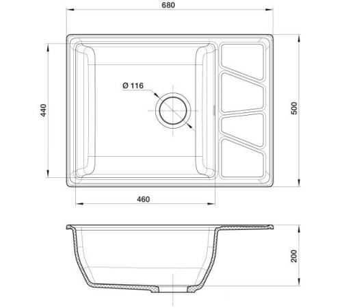 Кухонная мойка GranFest GF-V-680L черный