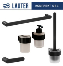 Набор аксессуаров для ванной Lauter 21TS3019 + 21TS3021 + 21TS3013 + 21TS3006 + 21TS3023 Matt Black, 5 предметов