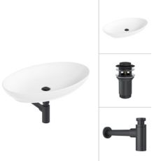 Умывальник Lauter 21571 + клапан 21190B + сифон 21635B черный матовый