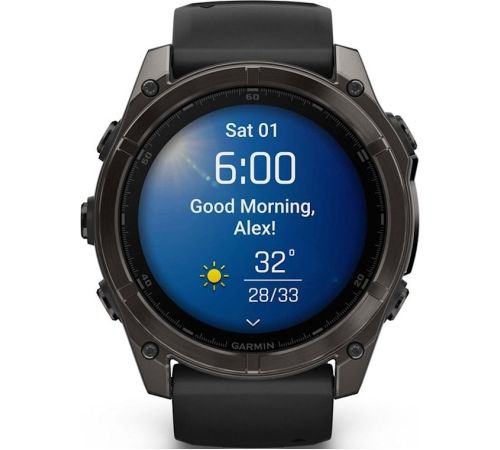 Умные часы Garmin Fenix 8 Sapphire 51мм угольно-серый DLC, пепельно-черный силиконовый ремешок
