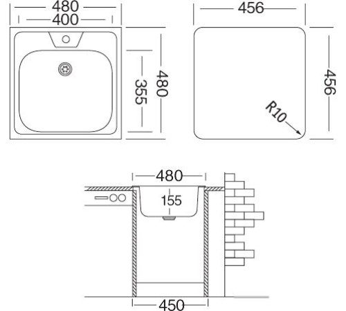 Кухонная мойка Ukinox Классика CLM480.480 --GT6K 0C- с сифоном
