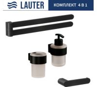 Набор аксессуаров для ванной Lauter 21TS3019 + 21TS3021 + 21TS3013 + 21TS3004 Matt Black, 4 предмета