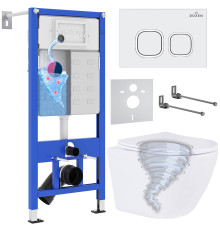 Унитаз подвесной Roxen Antares Tornado в комплекте с инсталляцией StounFix Dual Fresh 6 в 1 968358 кнопка: белый глянцевый