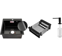 Кухонная мойка Schtoff Best Decor Black 5050 + коландер KR-1 Black + дозатор SD-1 Black