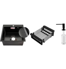 Кухонная мойка Schtoff Best Decor Black 5050 + коландер KR-1 Black + дозатор SD-1 Black