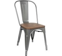 Стул Stool Group Tolix Wood YD-H440B-W YG-15 серебристый матовый/темное дерево