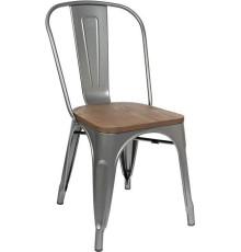 Стул Stool Group Tolix Wood YD-H440B-W YG-15 серебристый матовый/темное дерево