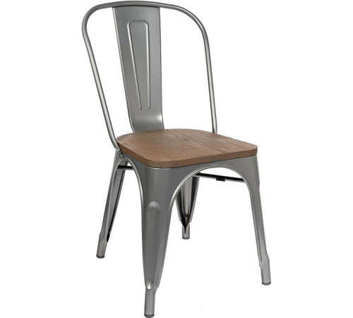 Стул Stool Group Tolix Wood YD-H440B-W YG-15 серебристый матовый/темное дерево