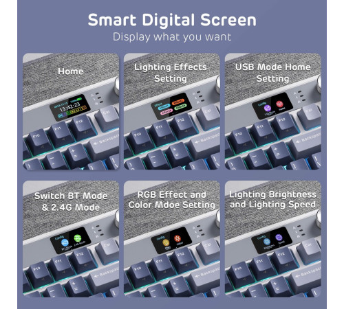 Клавиатура Royal Kludge M87 RGB Ocean Blue RK Cream