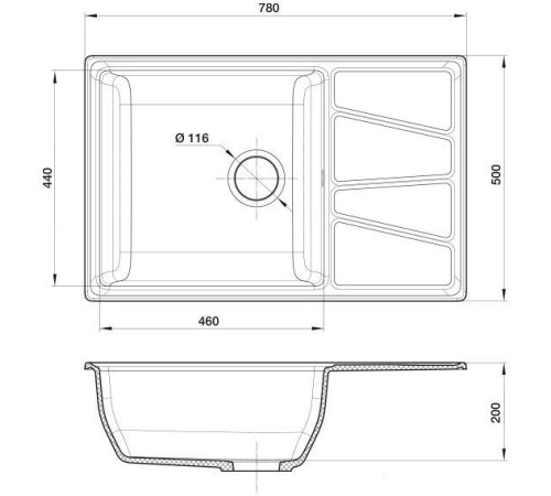 Кухонная мойка GranFest GF-V-780L черный