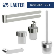 Набор аксессуаров для ванной Lauter 21TS3018 + 21TS3020 + 21TS3012 + 21TS3003 + 21TS3022 Chrome, 5 предметов