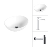 Умывальник Lauter 21652 + Cascade 21СК0655C с сифоном 21635CH хром