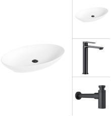 Умывальник Lauter 21571 + Moon 21СК8691BS с сифоном 21635B черный матовый