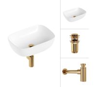 Умывальник Lauter 21493A + клапан 21190G + сифон 21635G золото
