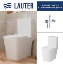Унитаз напольный Lauter W09 P-TRAP 21900001 + гигиенический душ Glow 21LT0221CH горизонтальный выпуск