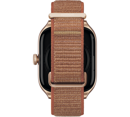 Умные часы Amazfit GTS 4 золотистый, с коричневым нейлоновым ремешком