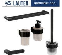 Набор аксессуаров для ванной Lauter 21TS3019 + 21TS3021 + 21TS3013 + 21TS3002 + 21TS3023 Matt Black, 5 предметов
