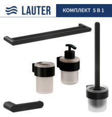 Набор аксессуаров для ванной Lauter 21TS3019 + 21TS3021 + 21TS3013 + 21TS3002 + 21TS3023 Matt Black, 5 предметов