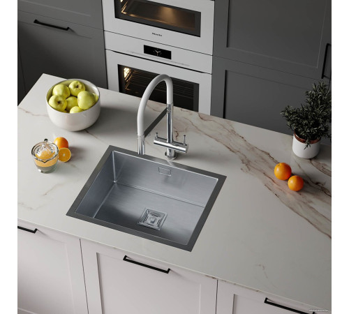 Кухонная мойка Roxen Uno 560210-54 под столешницу сатин/матовая поверхность ролл-мат, дозатор, сифон