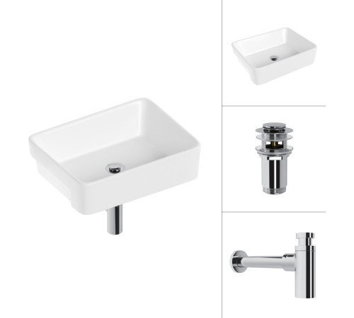 Умывальник Lauter 21675 + клапан 21190CH + сифон 21635CH хром