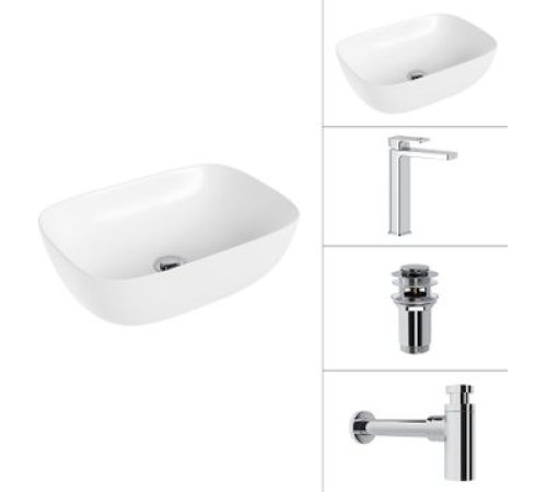 Умывальник Lauter 21493A + Cascade 21СК0655C + сифон 21635CH + дон.клапан 21190CH хром