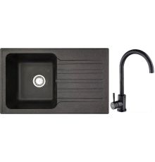 Кухонная мойка БелЭворс Styl L + смеситель W4998-3-22 черный