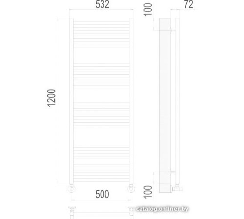 Полотенцесушитель TERMINUS Аврора П22 500x1200 нп хром