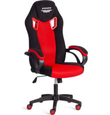Игровое геймерское кресло TetChair Pilot флок/ткань черный/черный/красный