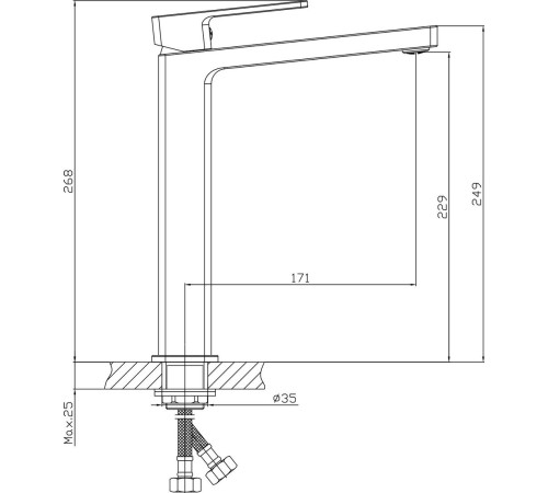 Умывальник Lauter 21499-31 + Cascade 21СК0655C с сифоном 21635CH хром