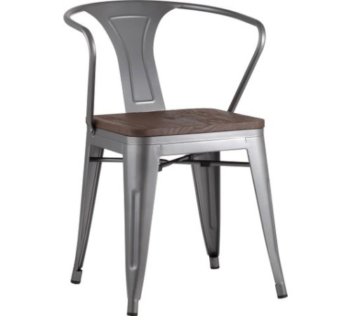 Стул с подлокотниками Stool Group Tolix ARM wood c подлокотниками серебристый