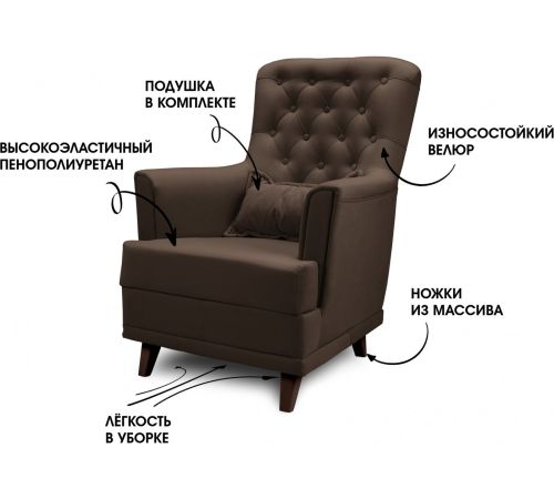 Интерьерное кресло Mio Tesoro Каприз Velutto 23/шоколад