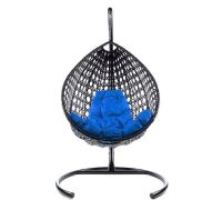 Подвесное кресло M-Group Капля Люкс 11030410 черный ротанг/синяя подушка