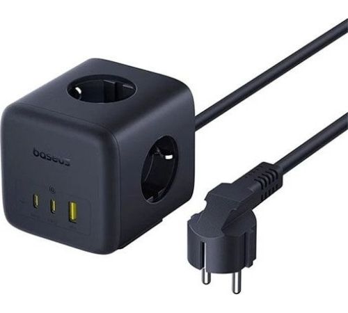 Удлинитель Baseus EnerFill FA11 Cube Power Strip 3AC+1U+2C 67W EU E00082100123-00 1.5 м, черный