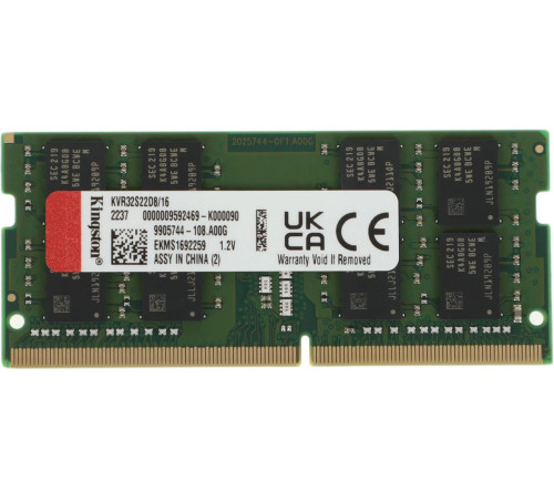 Оперативная память Kingston 16GB DDR4 SODIMM PC4-25600 KVR32S22D8/16