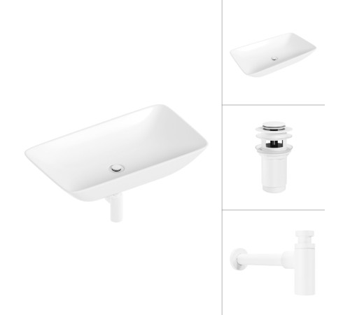 Умывальник Lauter 21886 + клапан 21190W + сифон 21635W белый матовый