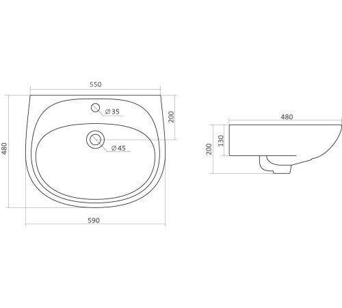 Умывальник Santek Анимо 59x48 1WH110508