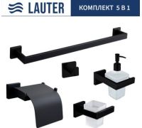 Набор аксессуаров для ванной Lauter 21SH71062 + 21SH71092 + 21SH71102 + 21SH71092 + 21SH71012 Matt Black, 5 предметов