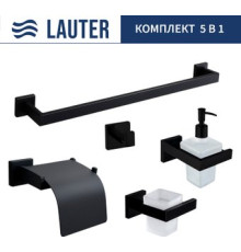 Набор аксессуаров для ванной Lauter 21SH71062 + 21SH71092 + 21SH71102 + 21SH71092 + 21SH71012 Matt Black, 5 предметов
