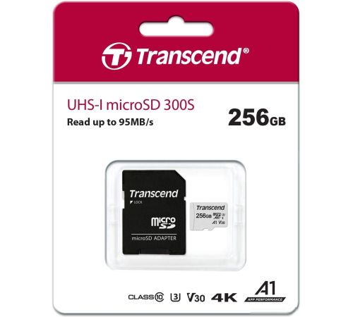 Карта памяти Transcend microSDXC 300S 256GB с адаптером