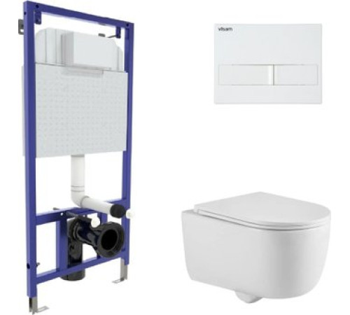 Унитаз подвесной Berges Wasserhaus Tornas Rimless + Visam Slim 525 EX-043408 с кнопкой, с сиденьем