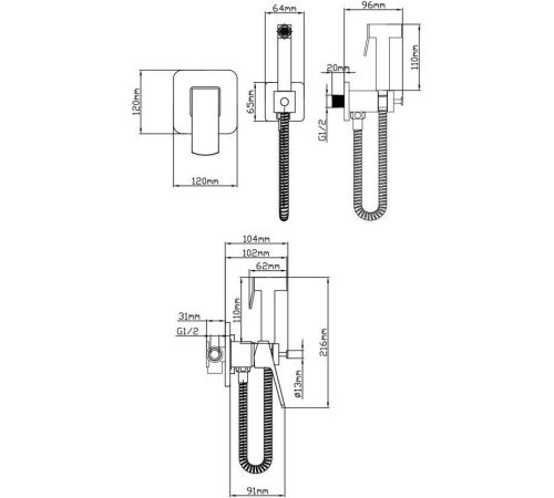 Смеситель с лейкой для биде AV Engineering AVNEO2-A170-147