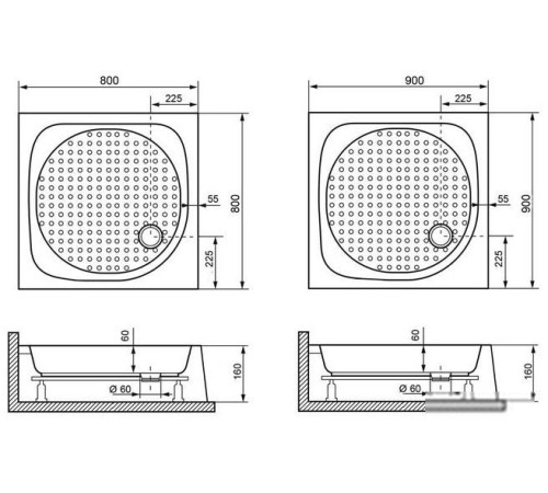 Душевой поддон RGW LUX/TN 80х80