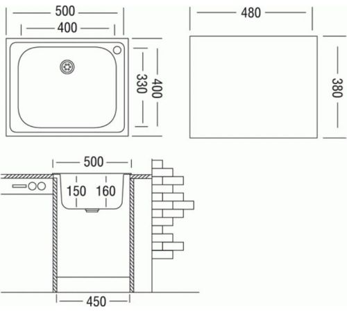Кухонная мойка Ukinox CLM500.400 ---T5C 1C- с сифоном