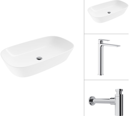 Умывальник Lauter 21393-70 + Reef 21CK8678C с сифоном 21635CH хром